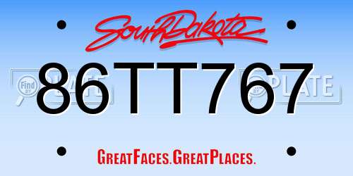 86TT767 South Dakota License Plate