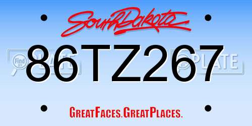 86TZ267 South Dakota License Plate