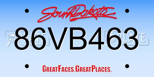 86VB463 South Dakota License Plate