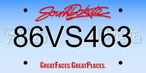 86VS463 South Dakota License Plate