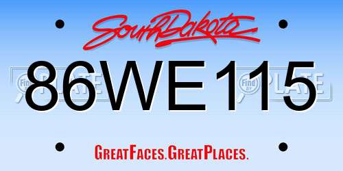 86WE115 South Dakota License Plate