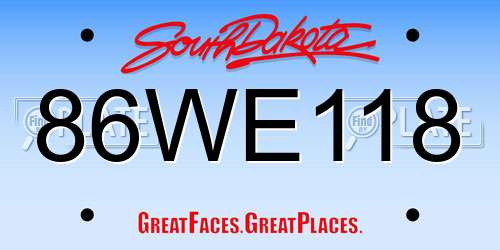 86WE118 South Dakota License Plate