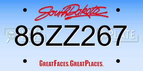 86ZZ267 South Dakota License Plate
