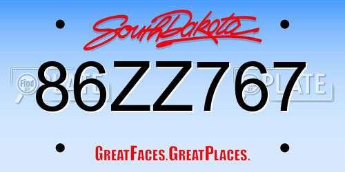 86ZZ767 South Dakota License Plate