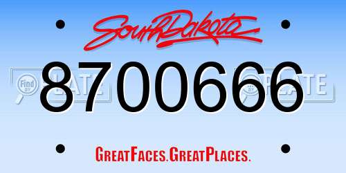 8700666 South Dakota License Plate