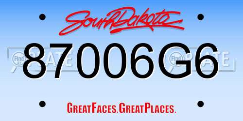 87006G6 South Dakota License Plate