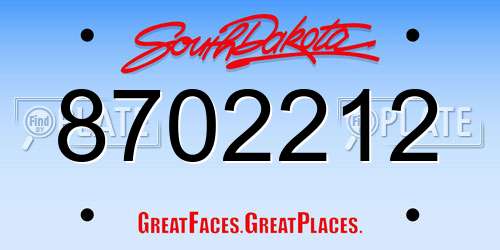 8702212 South Dakota License Plate