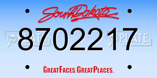 8702217 South Dakota License Plate