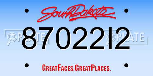 87022I2 South Dakota License Plate