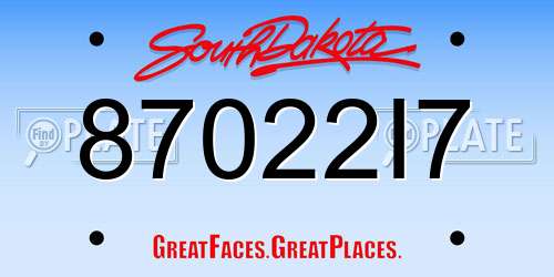 87022I7 South Dakota License Plate