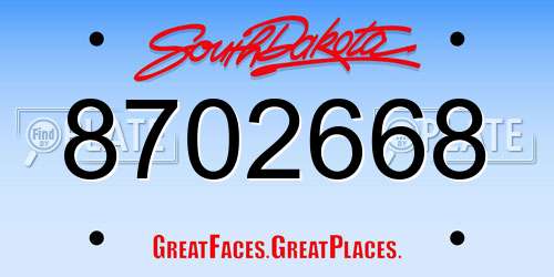8702668 South Dakota License Plate
