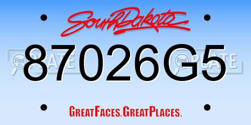 87026G5 South Dakota License Plate