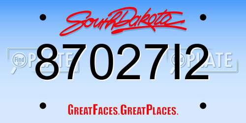 87027I2 South Dakota License Plate