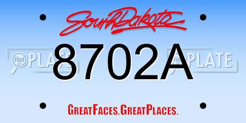 8702A South Dakota License Plate