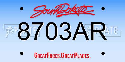 8703AR South Dakota License Plate