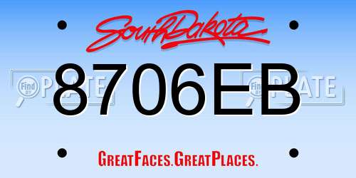 8706EB South Dakota License Plate