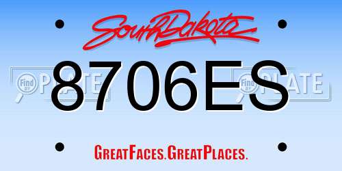 8706ES South Dakota License Plate