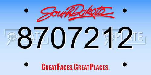 8707212 South Dakota License Plate