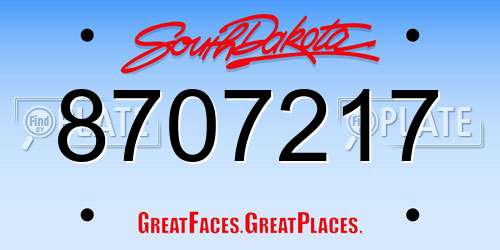 8707217 South Dakota License Plate
