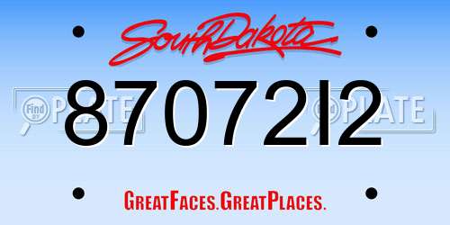 87072I2 South Dakota License Plate