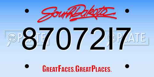 87072I7 South Dakota License Plate