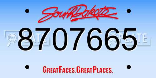 8707665 South Dakota License Plate