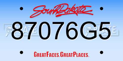 87076G5 South Dakota License Plate