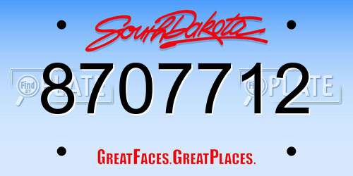 8707712 South Dakota License Plate