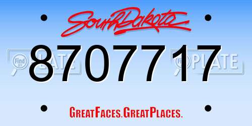8707717 South Dakota License Plate