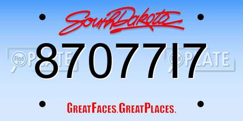 87077I7 South Dakota License Plate