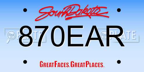 870EAR South Dakota License Plate
