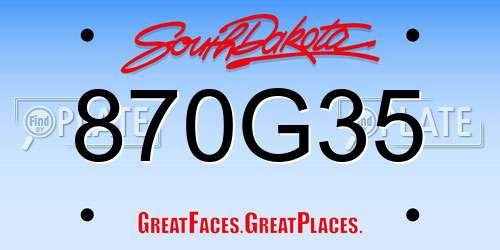 870G35 South Dakota License Plate