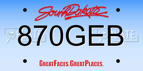 870GEB South Dakota License Plate