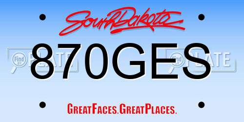 870GES South Dakota License Plate