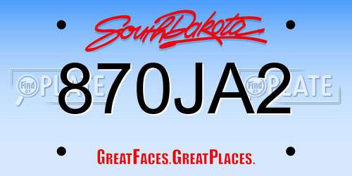 870JA2 South Dakota License Plate