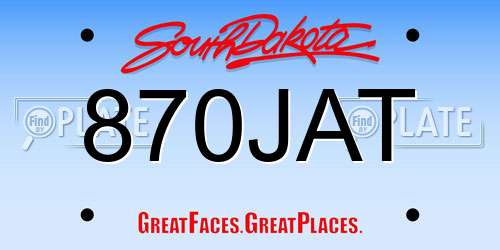 870JAT South Dakota License Plate