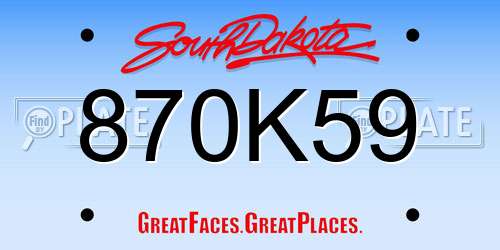 870K59 South Dakota License Plate