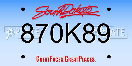 870K89 South Dakota License Plate