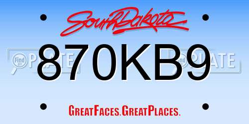 870KB9 South Dakota License Plate