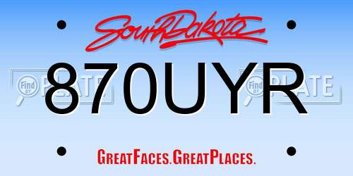 870UYR South Dakota License Plate