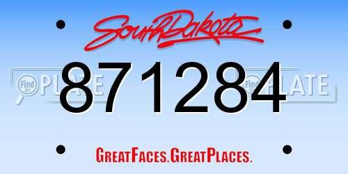 871284 South Dakota License Plate