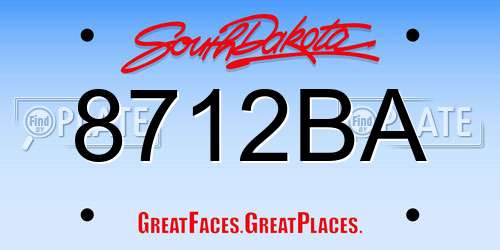 8712BA South Dakota License Plate