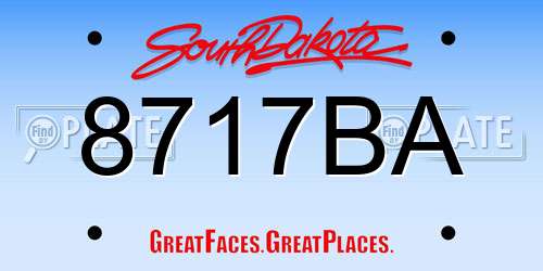 8717BA South Dakota License Plate
