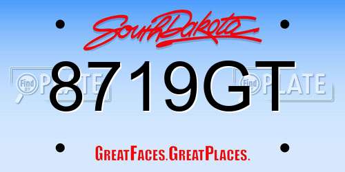 8719GT South Dakota License Plate