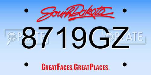 8719GZ South Dakota License Plate