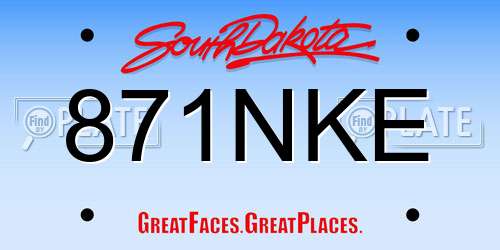 871NKE South Dakota License Plate