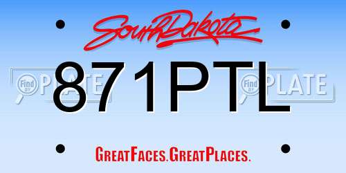 871PTL South Dakota License Plate
