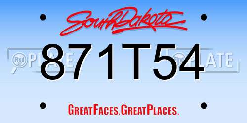 871T54 South Dakota License Plate