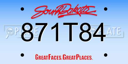 871T84 South Dakota License Plate