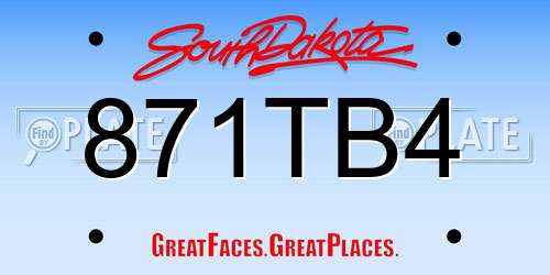871TB4 South Dakota License Plate
